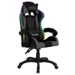 vidaXL Scaun de racing cu LED RGB, gri și negru, piele ecologică vidaXL Scaun de racing cu LED RGB, gri și negru, piele ecologică