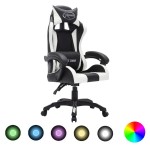 vidaXL Scaun de racing cu LED RGB, alb și negru, piele ecologică vidaXL Scaun de racing cu LED RGB, alb și negru, piele ecologică