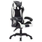 vidaXL Scaun de racing cu LED RGB, alb și negru, piele ecologică vidaXL Scaun de racing cu LED RGB, alb și negru, piele ecologică