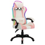 vidaXL Scaun de racing cu LED RGB, roz și negru, piele ecologică vidaXL Scaun de racing cu LED RGB, roz și negru, piele ecologică