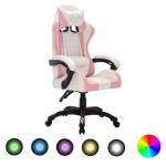 vidaXL Scaun de racing cu LED RGB, roz și negru, piele ecologică vidaXL Scaun de racing cu LED RGB, roz și negru, piele ecologică