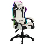 vidaXL Scaun de racing cu LED RGB, alb și negru, piele ecologică vidaXL Scaun de racing cu LED RGB, alb și negru, piele ecologică