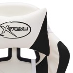 vidaXL Scaun de racing cu LED RGB, alb și negru, piele ecologică vidaXL Scaun de racing cu LED RGB, alb și negru, piele ecologică