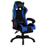 vidaXL Scaun de jocuri cu LED RGB, albastru și negru, piele ecologică vidaXL Scaun de jocuri cu LED RGB, albastru și negru, piele ecologică