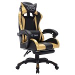 vidaXL Scaun de racing cu LED RGB, auriu și negru, piele ecologică vidaXL Scaun de racing cu LED RGB, auriu și negru, piele ecologică