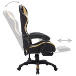 vidaXL Scaun de racing cu LED RGB, auriu și negru, piele ecologică vidaXL Scaun de racing cu LED RGB, auriu și negru, piele ecologică