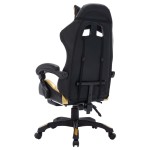 vidaXL Scaun de racing cu LED RGB, auriu și negru, piele ecologică vidaXL Scaun de racing cu LED RGB, auriu și negru, piele ecologică