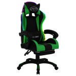 vidaXL Scaun de jocuri cu LED RGB, verde și negru, piele ecologică vidaXL Scaun de jocuri cu LED RGB, verde și negru, piele ecologică