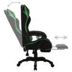 vidaXL Scaun de jocuri cu LED RGB, verde și negru, piele ecologică vidaXL Scaun de jocuri cu LED RGB, verde și negru, piele ecologică