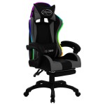 vidaXL Scaun de racing cu LED RGB, gri și negru, piele ecologică vidaXL Scaun de racing cu LED RGB, gri și negru, piele ecologică
