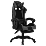 vidaXL Scaun de racing cu LED RGB, gri și negru, piele ecologică vidaXL Scaun de racing cu LED RGB, gri și negru, piele ecologică