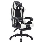 vidaXL Scaun de racing cu LED RGB, alb și negru, piele ecologică vidaXL Scaun de racing cu LED RGB, alb și negru, piele ecologică