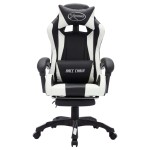 vidaXL Scaun de racing cu LED RGB, alb și negru, piele ecologică vidaXL Scaun de racing cu LED RGB, alb și negru, piele ecologică