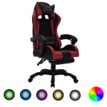 vidaXL Scaun de jocuri cu LED RGB, roșu vin și negru, piele ecologică vidaXL Scaun de jocuri cu LED RGB, roșu vin și negru, piele ecologică