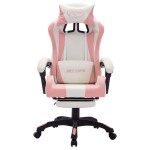 vidaXL Scaun de racing cu LED RGB, roz si alb, piele ecologică vidaXL Scaun de racing cu LED RGB, roz si alb, piele ecologică