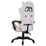 vidaXL Scaun de racing cu LED RGB, roz si alb, piele ecologică vidaXL Scaun de racing cu LED RGB, roz si alb, piele ecologică