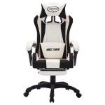 vidaXL Scaun de racing cu LED RGB, negru și alb, piele ecologică vidaXL Scaun de racing cu LED RGB, negru și alb, piele ecologică
