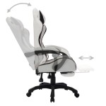 vidaXL Scaun de racing cu LED RGB, negru și alb, piele ecologică vidaXL Scaun de racing cu LED RGB, negru și alb, piele ecologică
