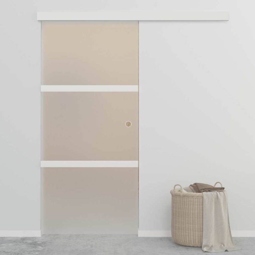 vidaXL Ușă glisantă, argintiu, 90 x 212 cm, sticlă ESG și aluminiu