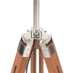 vidaXL Lampă de podea trepied, maro miere și gri, 141 cm, lemn de tec vidaXL Lampă de podea trepied, maro miere și gri, 141 cm, lemn de tec