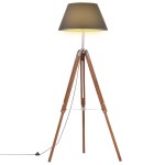 vidaXL Lampă de podea trepied maro miere și negru 141 cm lemn de tec vidaXL Lampă de podea trepied maro miere și negru 141 cm lemn de tec