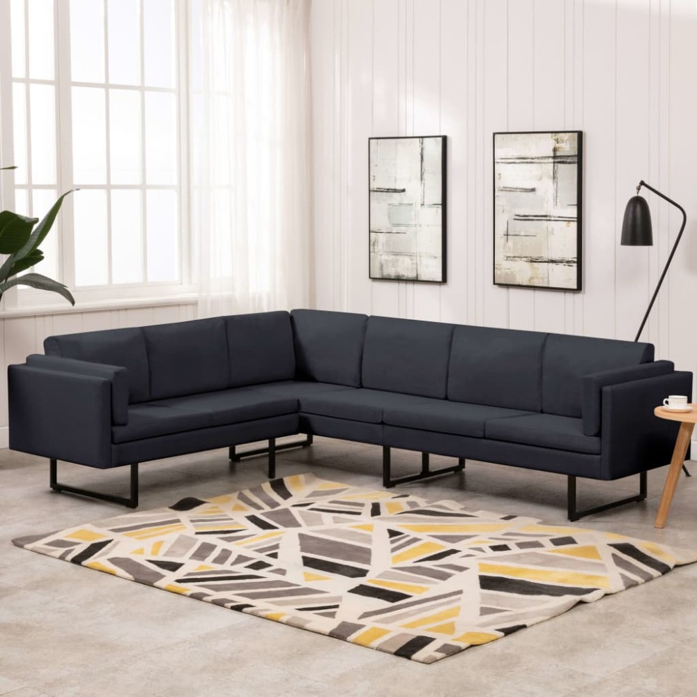 vidaXL Canapea de colț, gri închis, material textil