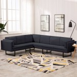 vidaXL Canapea de colț, gri închis, material textil