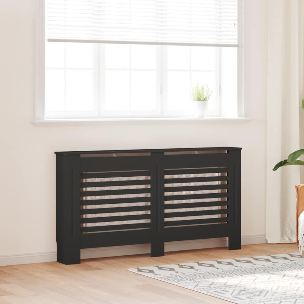 vidaXL Mască pentru calorifer, negru, 152 x 19 x 81,5 cm, MDF