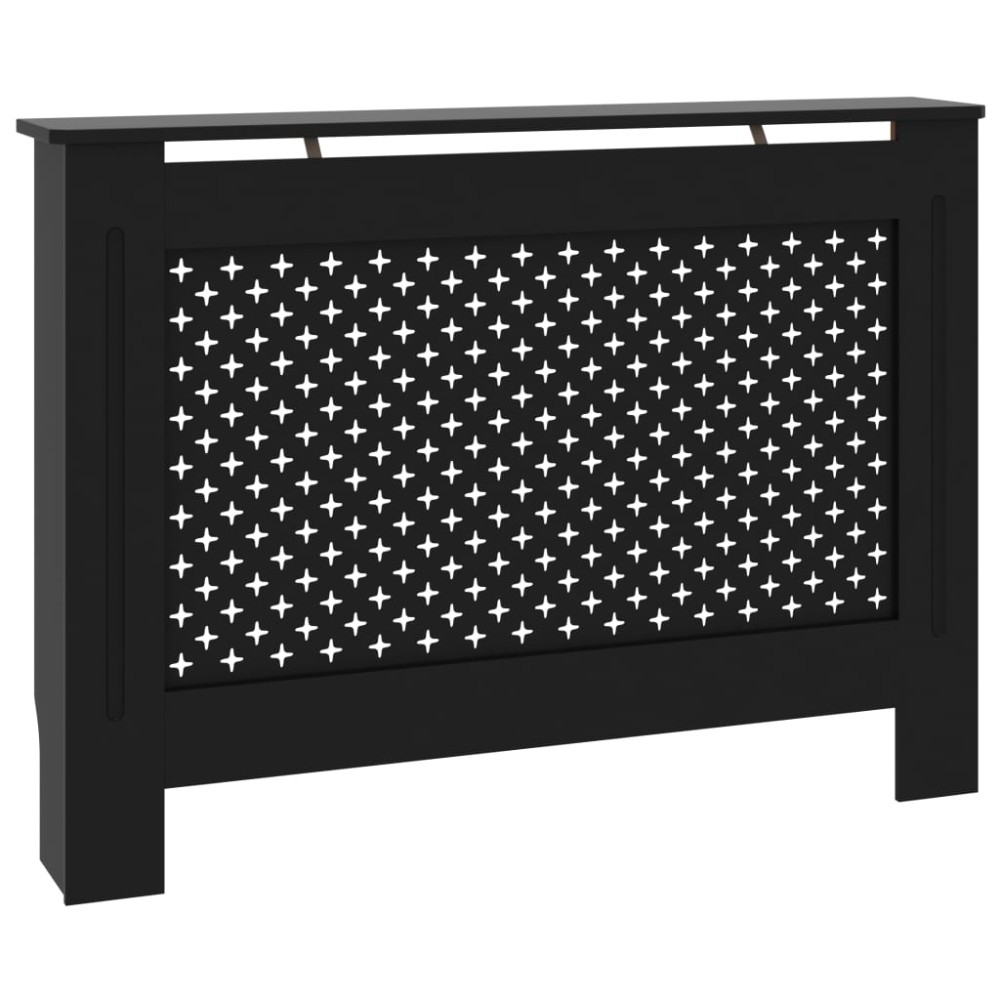 vidaXL Mască pentru calorifer, negru, 112 x 19 x 81,5 cm, MDF