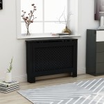 vidaXL Mască pentru calorifer, negru, 112 x 19 x 81,5 cm, MDF vidaXL Mască pentru calorifer, negru, 112 x 19 x 81,5 cm, MDF