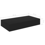 vidaXL Raft de perete suspendat cu sertar, negru, 48 x 25 x 8 cm