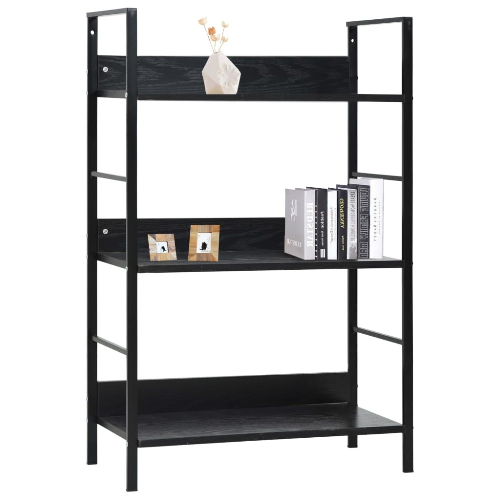 vidaXL Etajeră cărți 3 rafturi, negru, 60x27,6x90,5 cm, lemn prelucrat