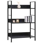vidaXL Etajeră cărți 3 rafturi, negru, 60x27,6x90,5 cm, lemn prelucrat