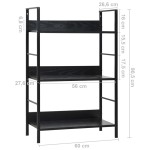 vidaXL Etajeră cărți 3 rafturi, negru, 60x27,6x90,5 cm, lemn prelucrat
