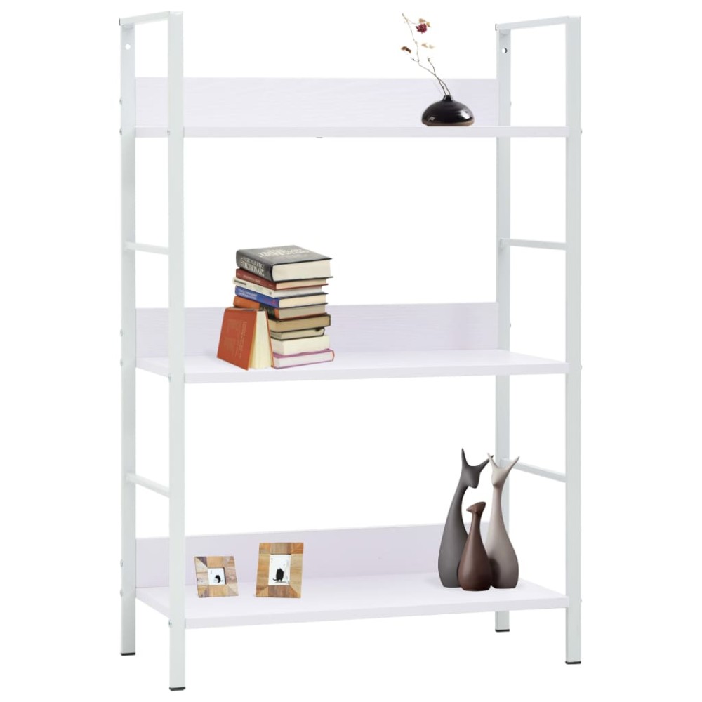 vidaXL Etajeră cărți 3 rafturi, alb, 60x27,6x90,5 cm, lemn prelucrat