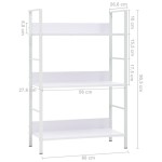 vidaXL Etajeră cărți 3 rafturi, alb, 60x27,6x90,5 cm, lemn prelucrat