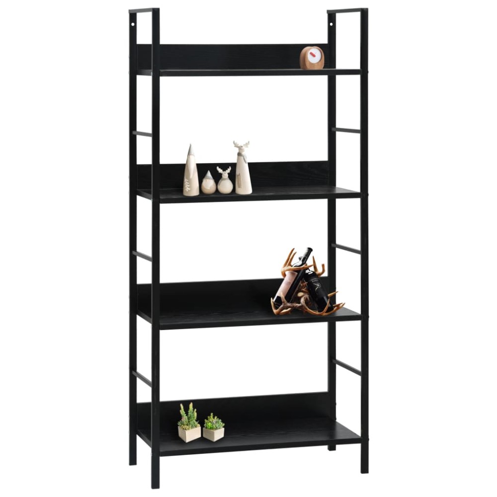 vidaXL Etajeră cărți 4 rafturi, negru, 60x27,6x124,5 cm lemn prelucrat
