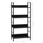 vidaXL Etajeră cărți 4 rafturi, negru, 60x27,6x124,5 cm lemn prelucrat