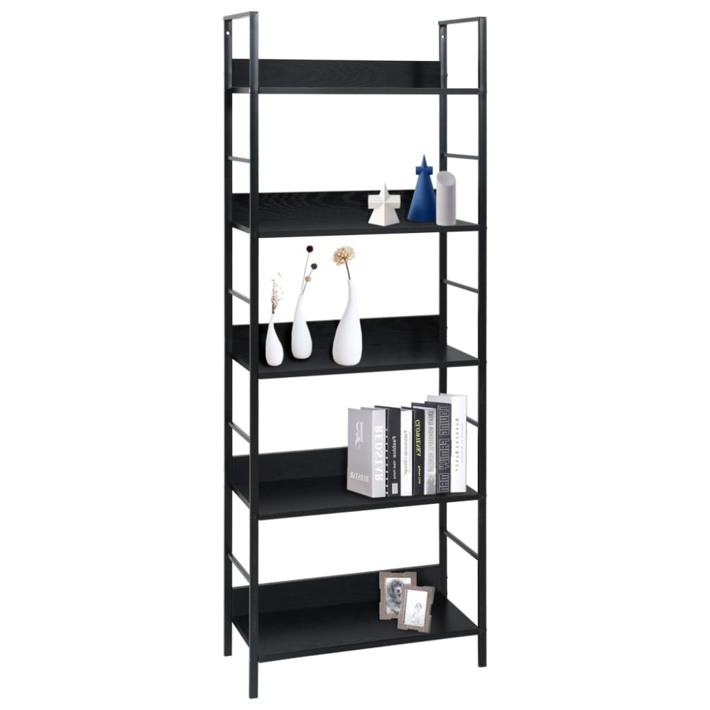 vidaXL Etajeră cărți 5 rafturi, negru, 60x27,6x158,5 cm lemn prelucrat