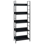 vidaXL Etajeră cărți 5 rafturi, negru, 60x27,6x158,5 cm lemn prelucrat vidaXL Etajeră cărți 5 rafturi, negru, 60x27,6x158,5 cm lemn prelucrat