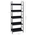 vidaXL Etajeră cărți 5 rafturi, negru, 60x27,6x158,5 cm lemn prelucrat vidaXL Etajeră cărți 5 rafturi, negru, 60x27,6x158,5 cm lemn prelucrat