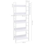 vidaXL Etajeră cărți 5 rafturi, alb, 60x27,6x158,5 cm, lemn prelucrat vidaXL Etajeră cărți 5 rafturi, alb, 60x27,6x158,5 cm, lemn prelucrat
