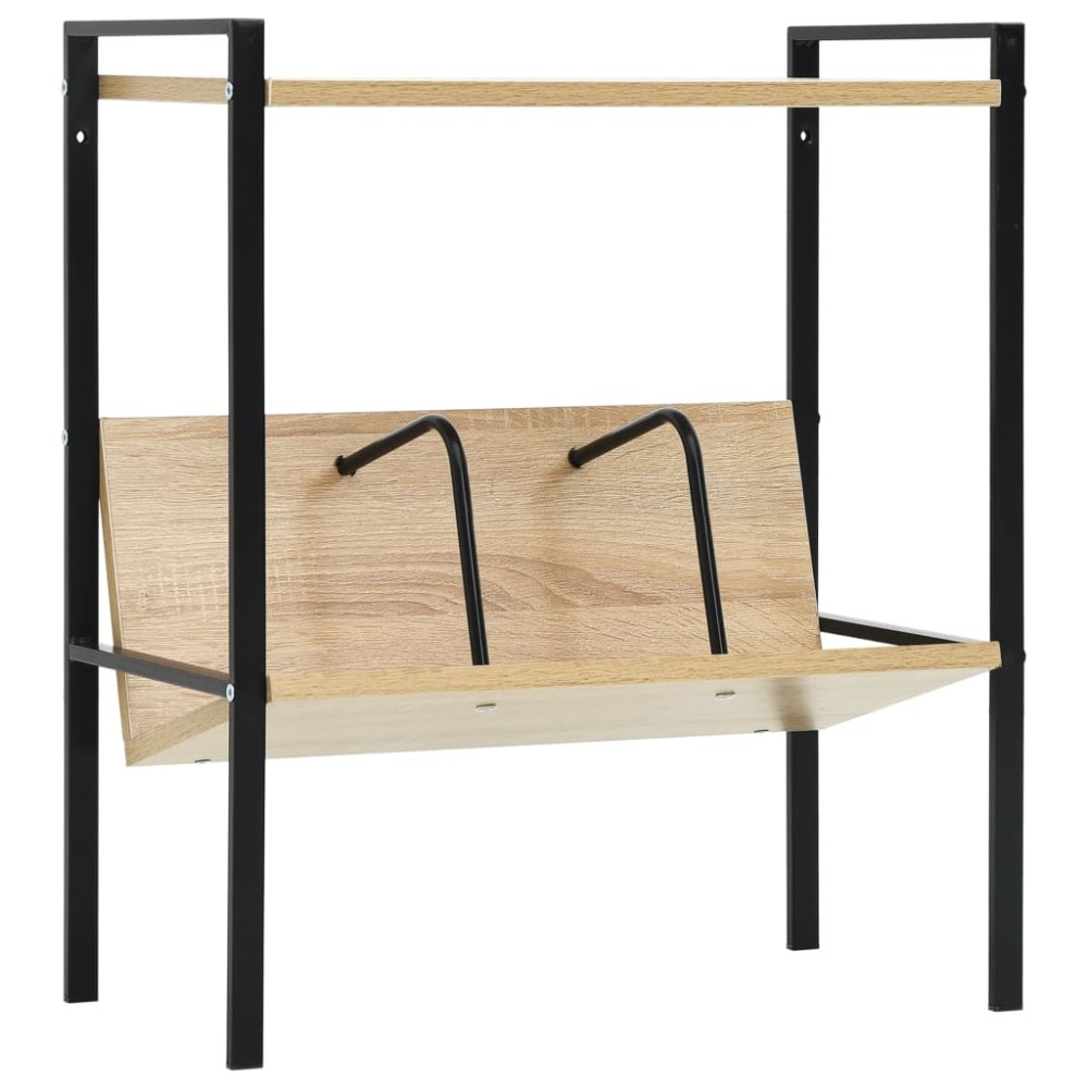 vidaXL Etajeră cărți 2 rafturi negru/stejar 52x28x59 cm lemn prelucrat