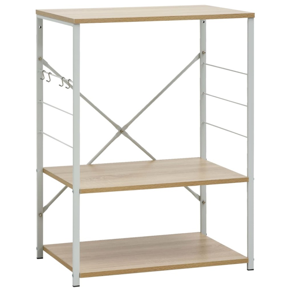 vidaXL Dulap microunde, alb/stejar, 60x39,6x79,5 cm, lemn prelucrat