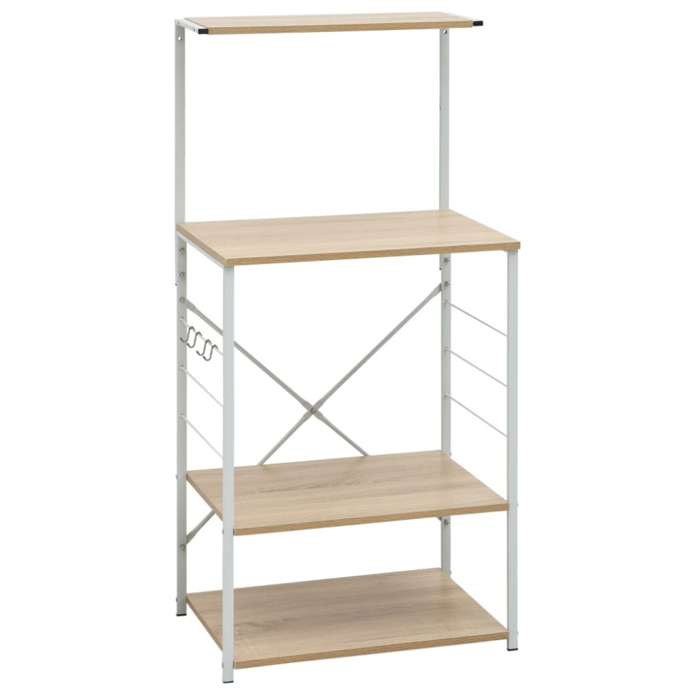 vidaXL Dulap microunde, alb/stejar, 60x39,6x123 cm, lemn prelucrat