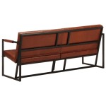 vidaXL Canapea cu 3 locuri, maro, piele naturală de capră