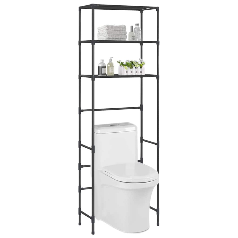 vidaXL Etajeră peste toaletă cu 3 polițe, negru, 53x28x169 cm