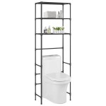 vidaXL Etajeră peste toaletă cu 3 polițe, negru, 53x28x169 cm vidaXL Etajeră peste toaletă cu 3 polițe, negru, 53x28x169 cm
