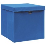 vidaXL Cutii depozitare cu capace 4 buc. albastru, 32x32x32 cm, textil