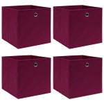 vidaXL Cutii depozitare, 4 buc., roșu închis, 32x32x32 cm, textil vidaXL Cutii depozitare, 4 buc., roșu închis, 32x32x32 cm, textil